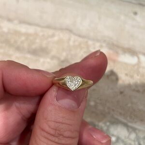 Pave Diamond Heart Signet Ring